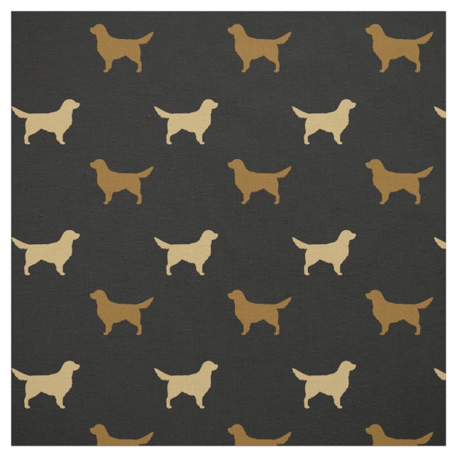 Light and Dark Golden Retriever Dog Silhouettes Fabric (Swatch)