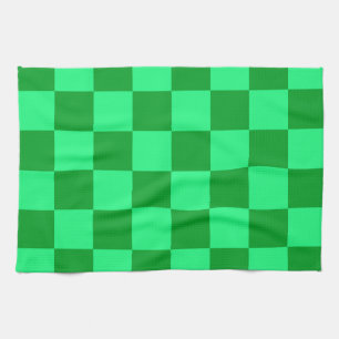 Light and Dark Green Checker Design  Tea Towel