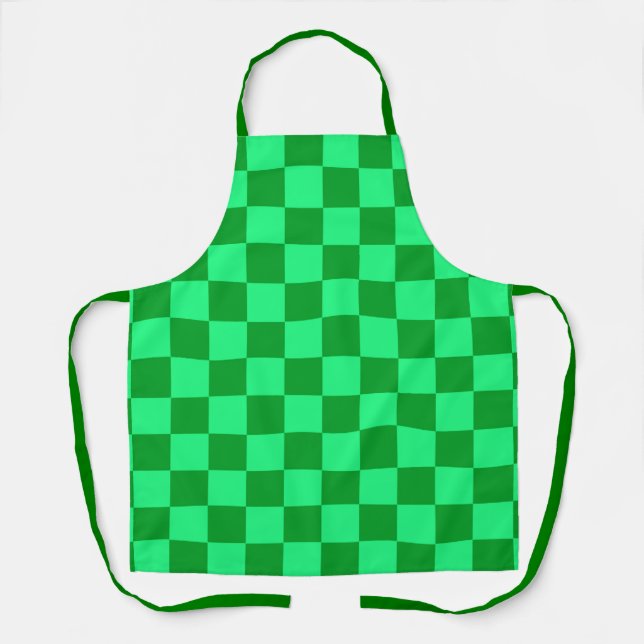 Light and Dark Green Chequered Design  Apron (Front)
