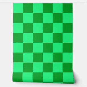 Light and Dark Green Chequered Design Wallpaper