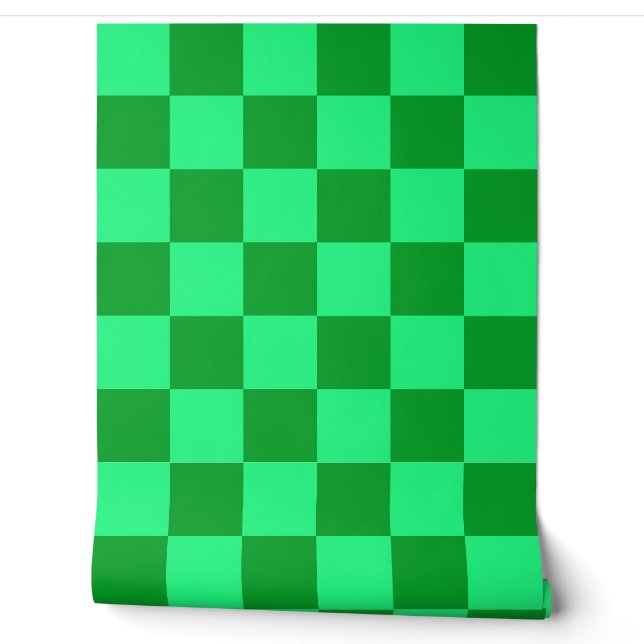 Light and Dark Green Chequered Design  Wallpaper (Unrolling)