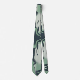 Light and Dark Green Liquid Art on Grey Tie