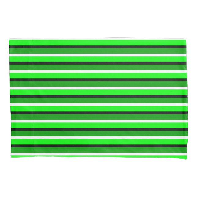 Light and Dark Green Stripes Pattern Pillowcase (Front)