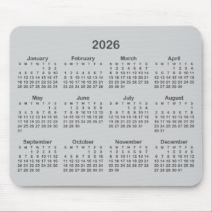 Light and Dark Grey 2026 Calendar Mouse Pad