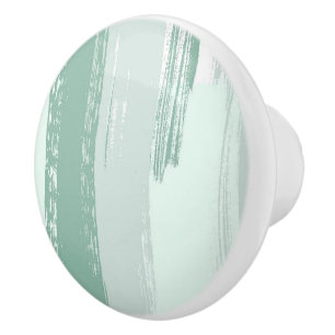 light and dark mint green round ceramic pull knob
