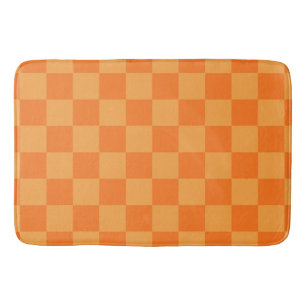 Light and Dark Orange Chequered Design Bath Mat