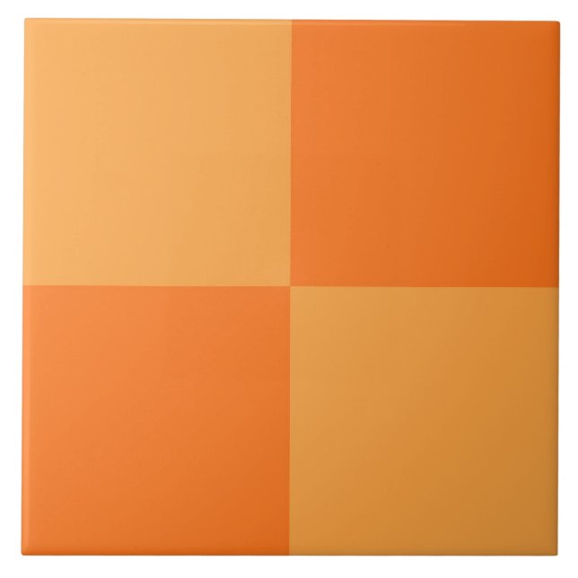 Light and Dark Orange Chequered Design  Ceramic Tile (Front)