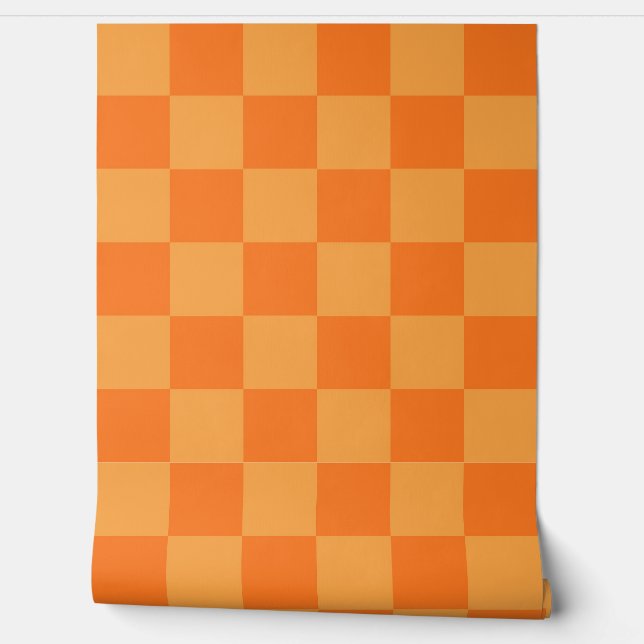 Light and Dark Orange Chequered Design  Wallpaper (Unrolling)