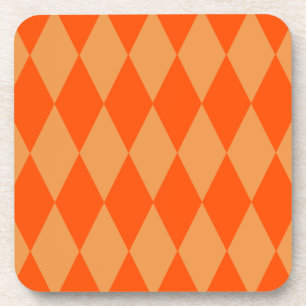 Light and Dark Orange Harlequin Diamonds Checkers Coaster