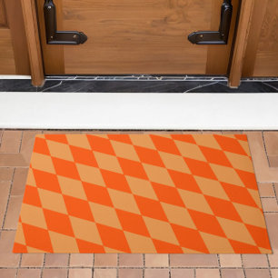 Light and Dark Orange Harlequin Diamonds Checkers  Doormat