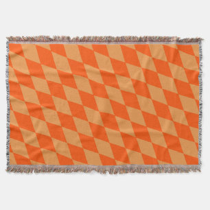 Light and Dark Orange Harlequin Diamonds Checkers Throw Blanket