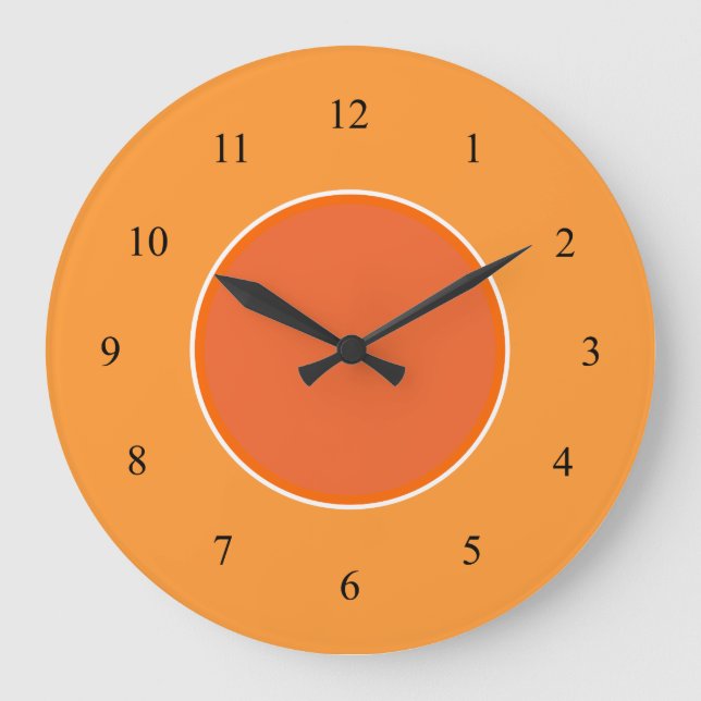 Light and Dark Orange Small Black Numbers Clock (Front)