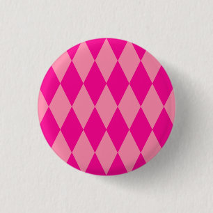 Light and Dark Pink Harlequin Diamonds Checkers 3 Cm Round Badge