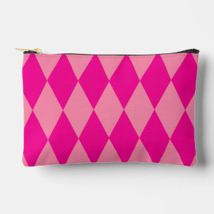 Light and Dark Pink Harlequin Diamonds Checkers Accessory Pouch