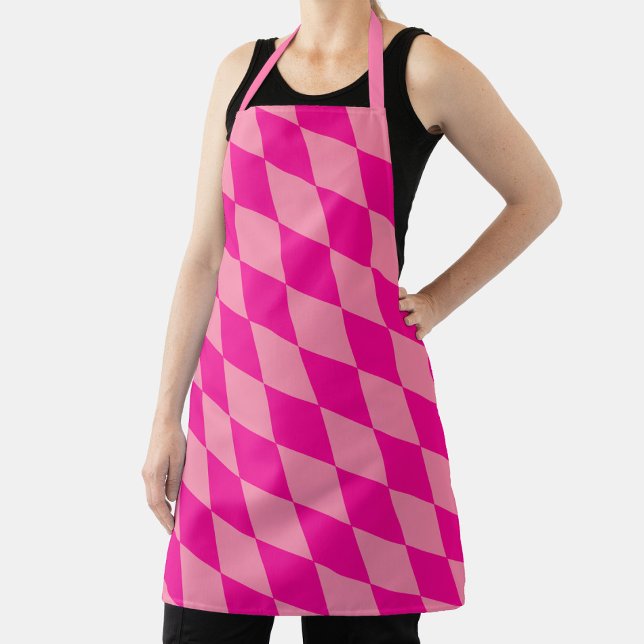 Light and Dark Pink Harlequin Diamonds Checkers  Apron (Creator Uploaded)