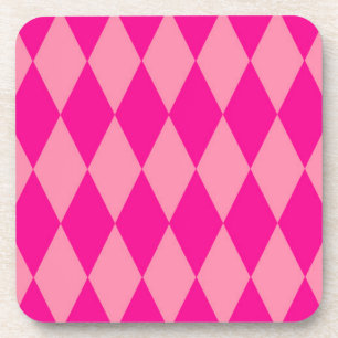Light and Dark Pink Harlequin Diamonds Checkers  Coaster