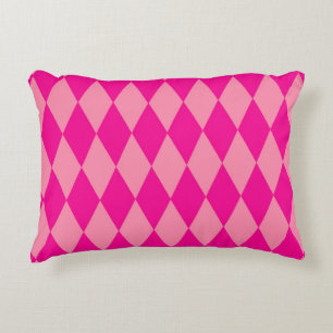 Light and Dark Pink Harlequin Diamonds Checkers Decorative Cushion