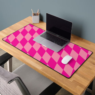 Light and Dark Pink Harlequin Diamonds Checkers Desk Mat