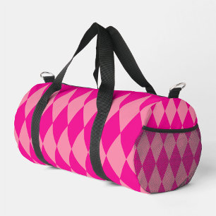 Light and Dark Pink Harlequin Diamonds Checkers Duffle Bag