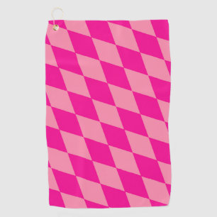 Light and Dark Pink Harlequin Diamonds Checkers Golf Towel