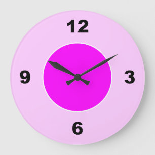 Light and Dark Pink Large Black Numbers Clock