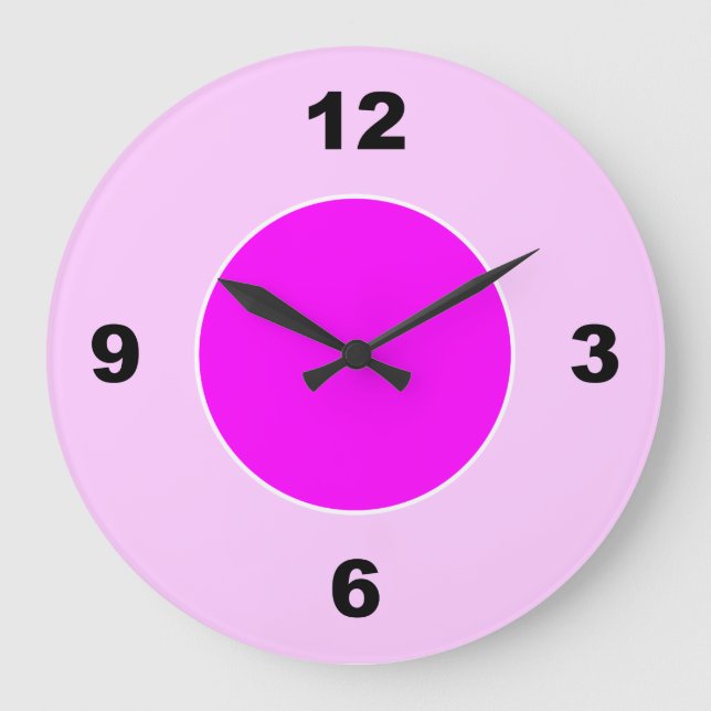 Light and Dark Pink Large Black Numbers Clock (Front)
