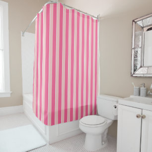 Light And Dark Pink Striped Shower Curtain