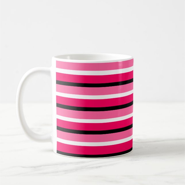Light and Dark Pink Stripes Pattern Coffee Mug (Left)
