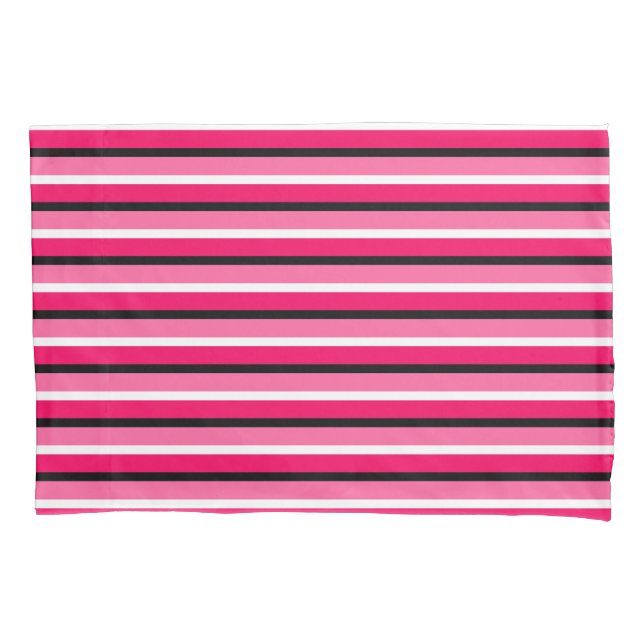 Light and Dark Pink Stripes Pattern Pillowcase (Front)