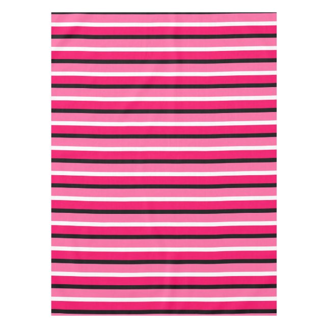 Light and Dark Pink Stripes Pattern Tablecloth (Front)