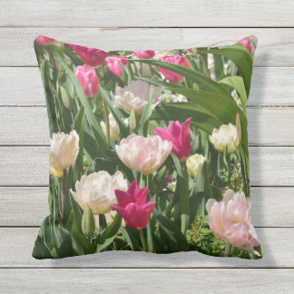 light and dark pink tulip throwpillow