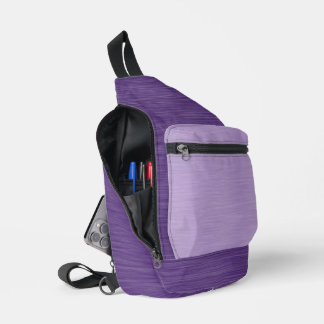 LIGHT AND DARK PURPLE BRUSHED METAL LOOK TEXTURE SLING BAG