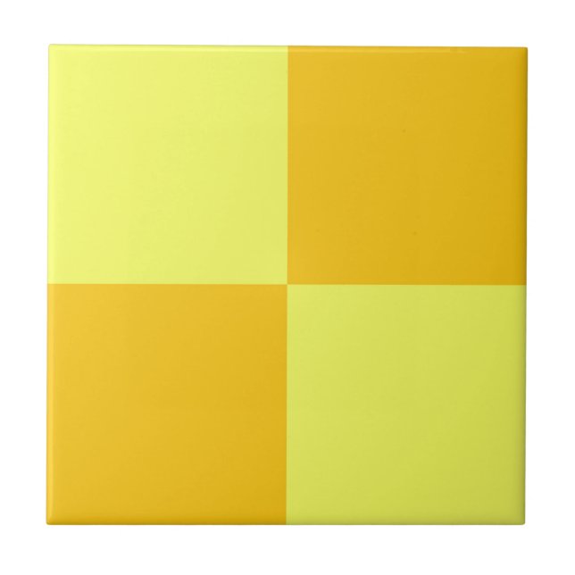 Light and Dark Yellow Chequered Design  Ceramic Tile (Front)