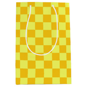 Light and Dark Yellow Chequered Design Medium Gift Bag