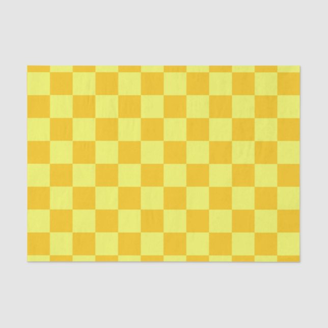 Light and Dark Yellow Chequered Design  Tissue Paper (Front)