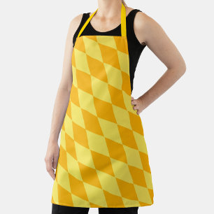 Light and Dark Yellow Harlequin Diamonds Checkers Apron