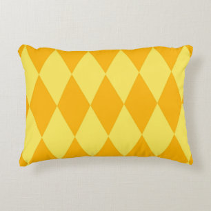 Light and Dark Yellow Harlequin Diamonds Checkers Decorative Cushion