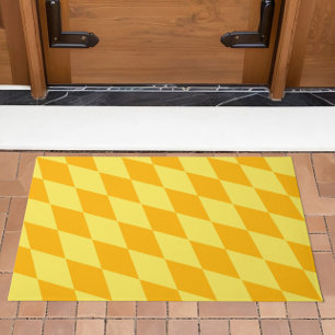 Light and Dark Yellow Harlequin Diamonds Checkers Doormat