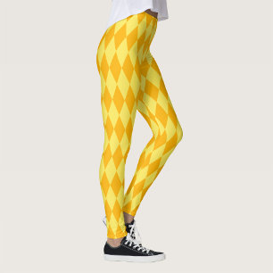 Light and Dark Yellow Harlequin Diamonds Checkers  Leggings