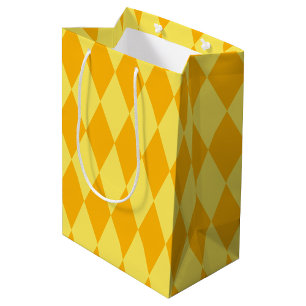 Light and Dark Yellow Harlequin Diamonds Checkers Medium Gift Bag