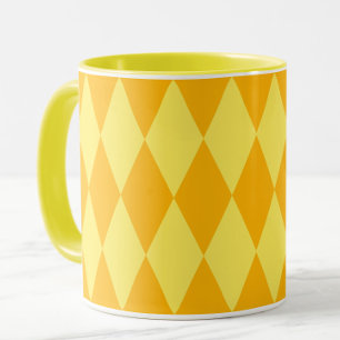 Light and Dark Yellow Harlequin Diamonds Checkers Mug