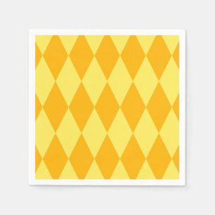 Light and Dark Yellow Harlequin Diamonds Checkers Napkin