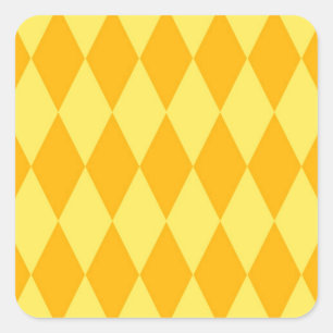 Light and Dark Yellow Harlequin Diamonds Checkers Square Sticker