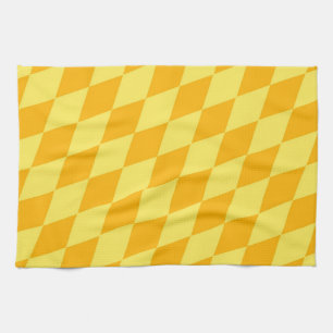Light and Dark Yellow Harlequin Diamonds Checkers Tea Towel