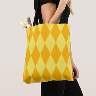Light and Dark Yellow Harlequin Diamonds Checkers Tote Bag