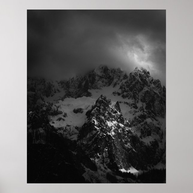 Light and darkness at mountains poster (Front)