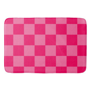 Light and Hot Pink Chequered Pattern Design  Bath Mat