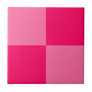Light and Hot Pink Chequered Pattern Design  Ceramic Tile