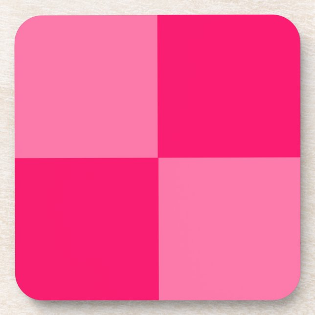 Light and Hot Pink Chequered Pattern Design  Coaster (Front)