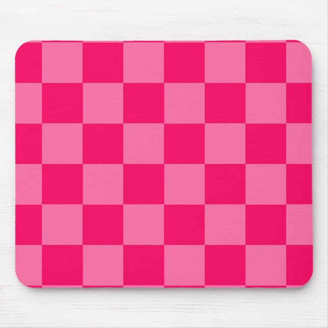 Light and Hot Pink Chequered Pattern Design  Mouse Pad (Front)